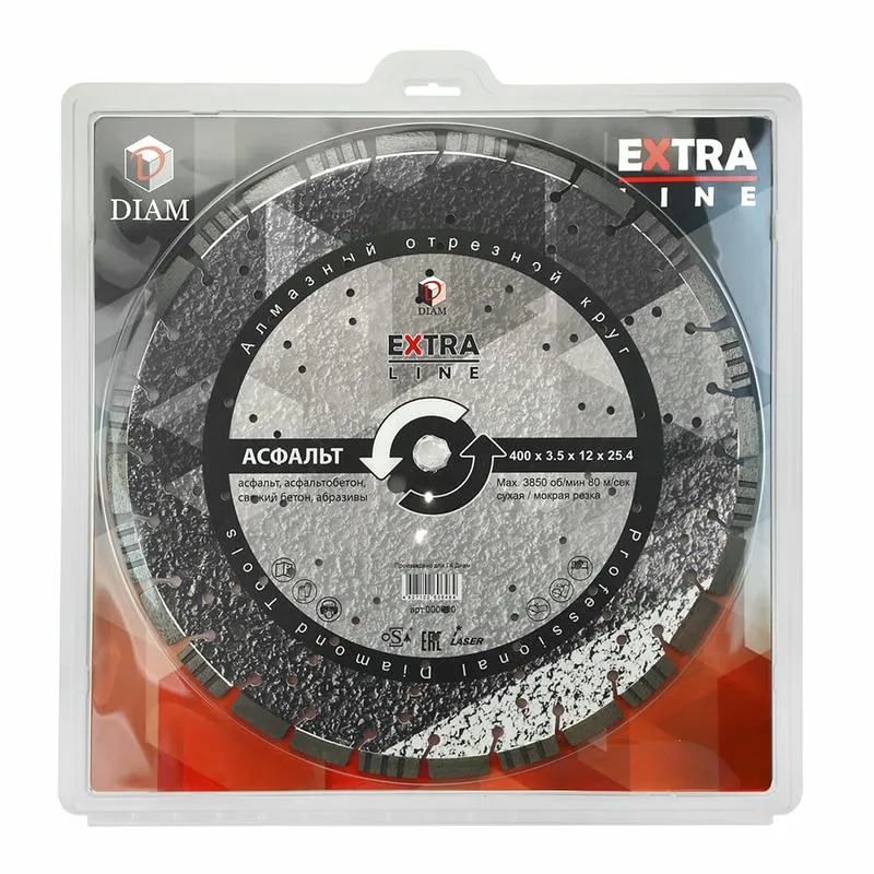 Диск алмазный 400x3.5x12x25.4 по асфальту Extra Line DIAM