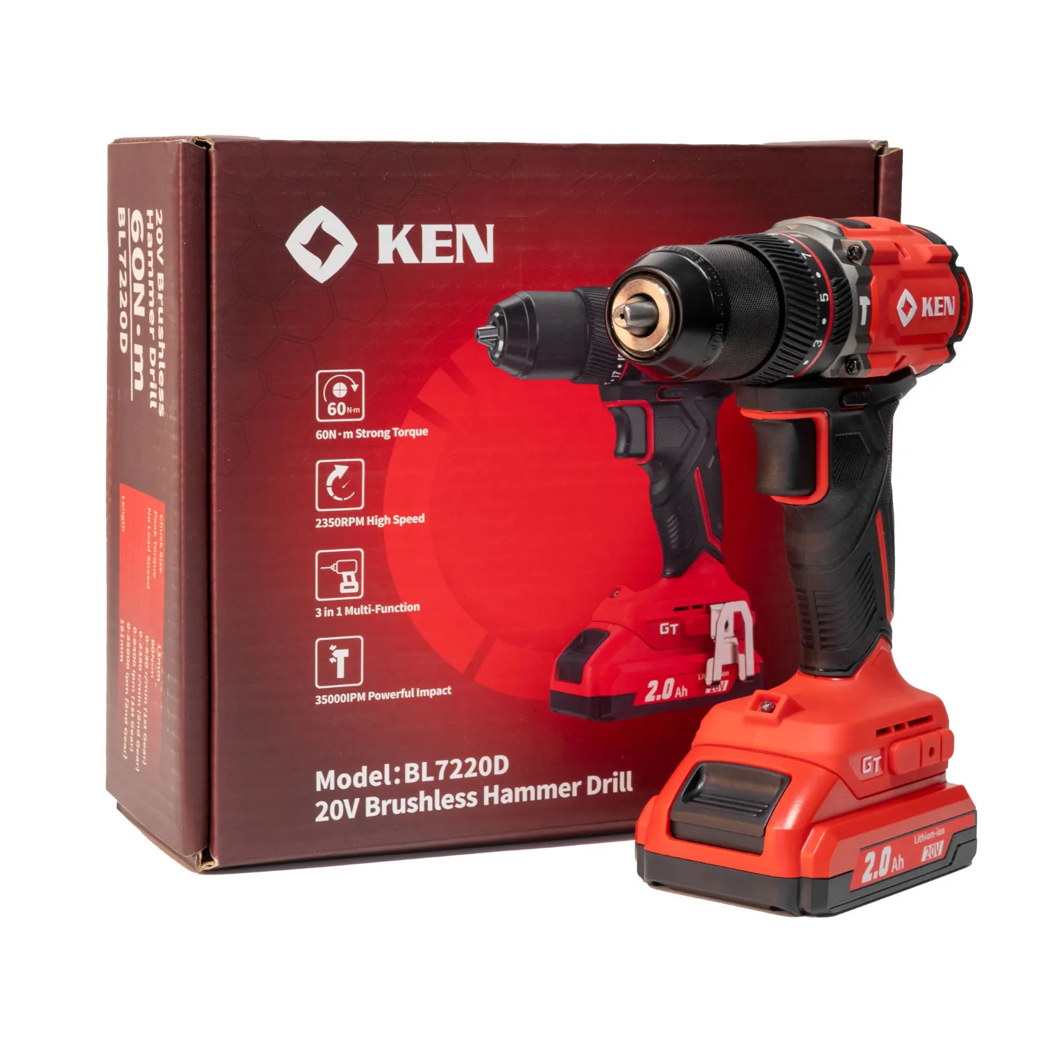 Шуруповерт KEN BL7220D-20C бесщеточный инструмент