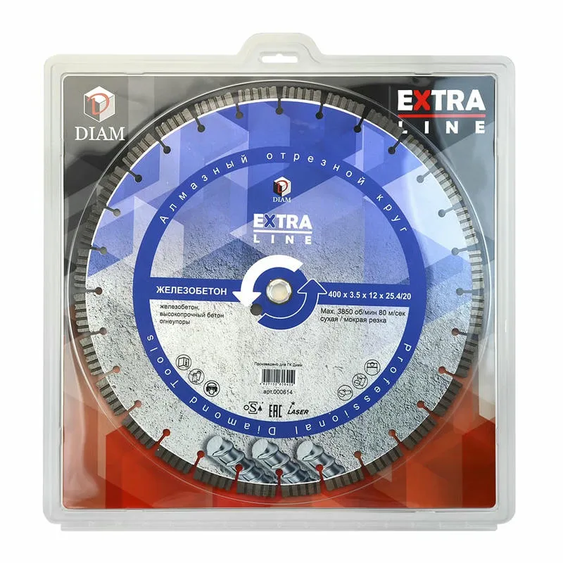 Диск алмазный 400x3.5x12x25.4 по железобетону Extra Line DIAM