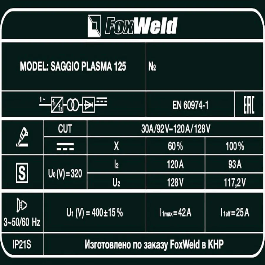 Аппарат плазменной резки PLASMA 125 "SAGGIO"