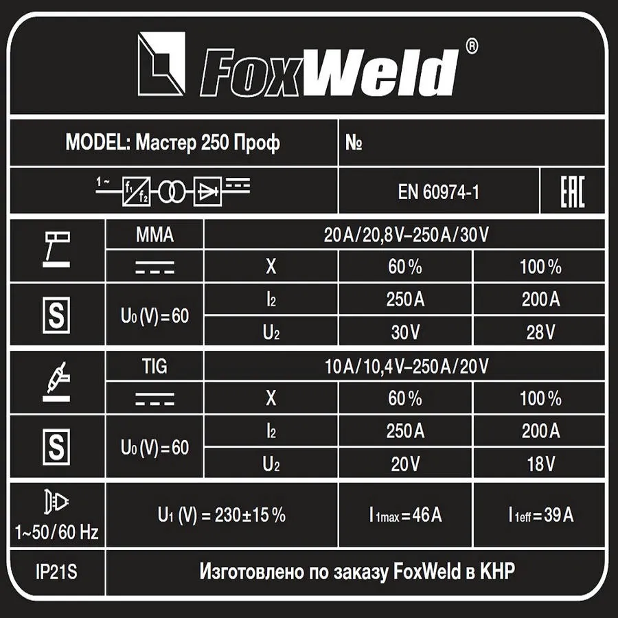 Аппарат сварочный Мастер 250 Проф "FoxWeld"