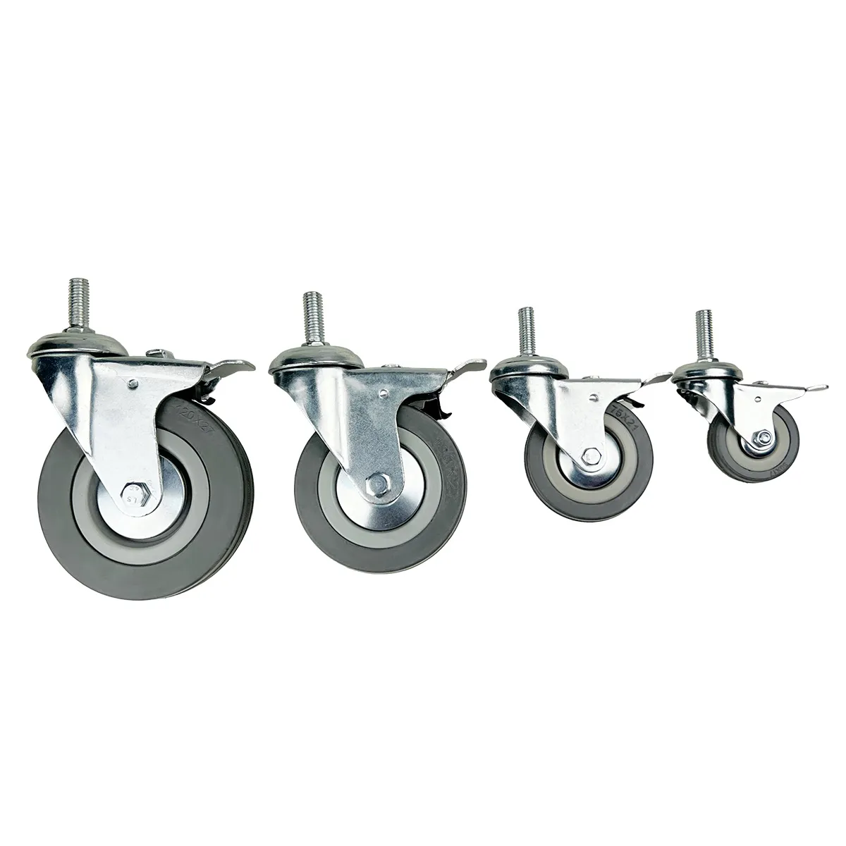 Поворотная опора колесная с тормозом с болтом HITCH 50*18 резина серая SCtgb25 SZ084829