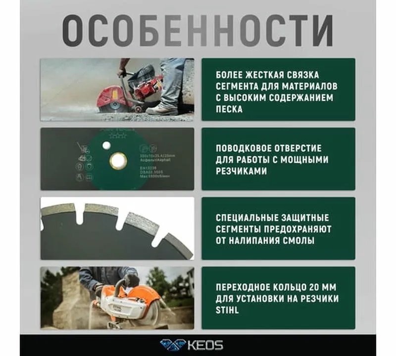 Алмазный диск KEOS Standart Ø350 асфальт