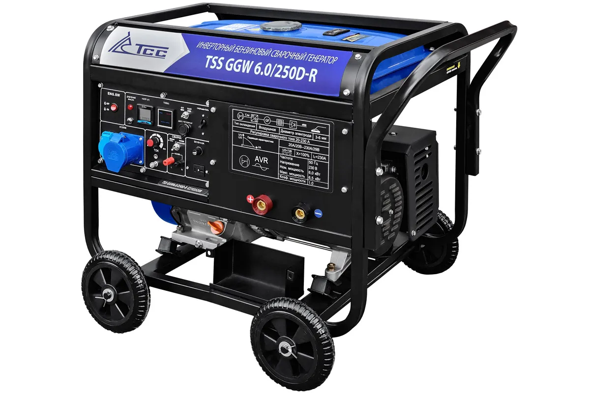 Генератор сварочный инверторный бензиновый TSS GGW 6.0/250D-R для автономного электроснабжения