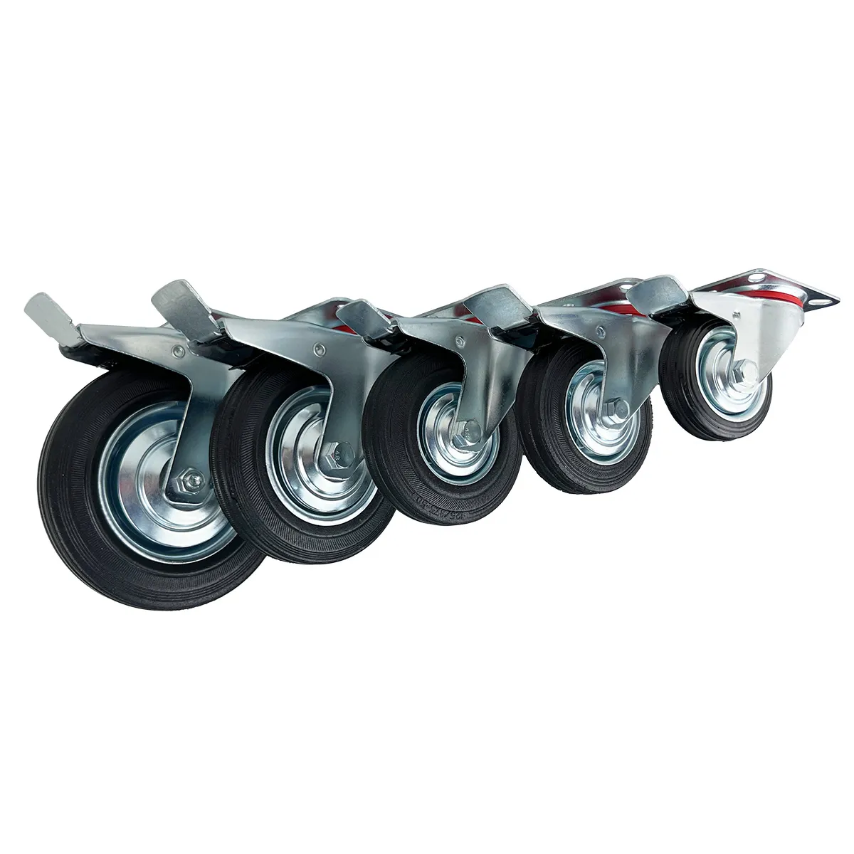 Поворотная опора колесная с тормозом HITCH 75*22 резина черная SCb93 SZ084866